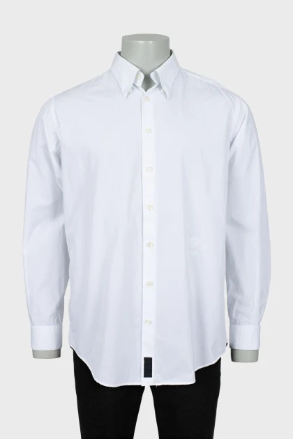 Мужская белая рубашка с вышитым логотипом