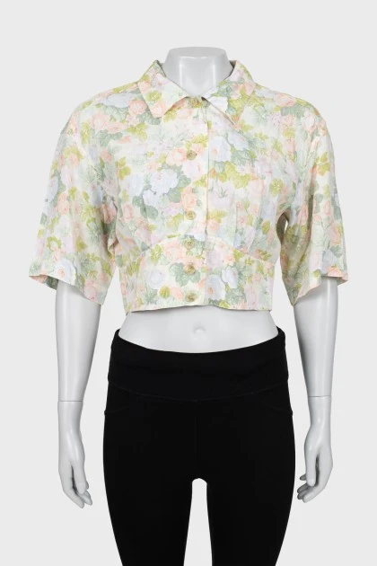 Укороченная блуза в цветочный принт