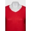 Вязанный красный свитер 
