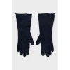 Синие перчатки из замши