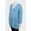 Кашемировый пуловер голубого цвета