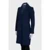 Комбинированное пальто синего цвета