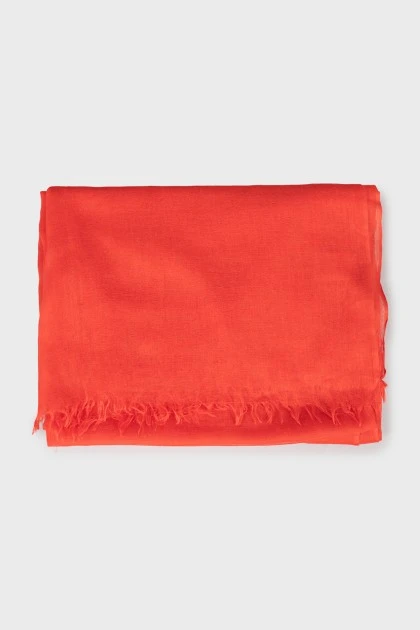 Червоний шарф з бахромою