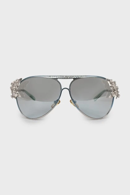 Серебристые солнцезащитные очки с диоптриями