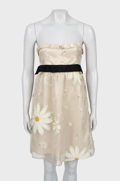 Міні сукня в квітковий принт з бантом