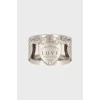 Широкое серебряное кольцо с логотипом