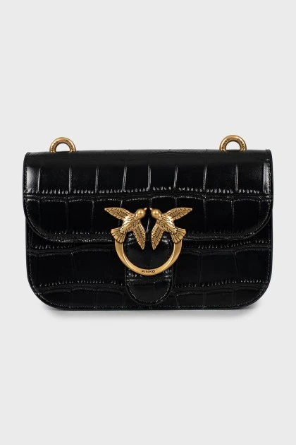Кожаная сумка кроссбоди с золотистым логотипом