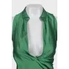 Зелена блузка з шовку на запах