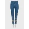 Джинси slim fit із золотистою вишивкою