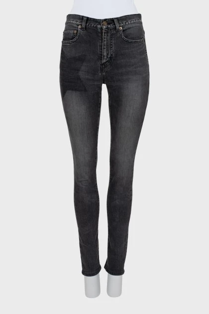 Чорні джинси skinny fit з принтом
