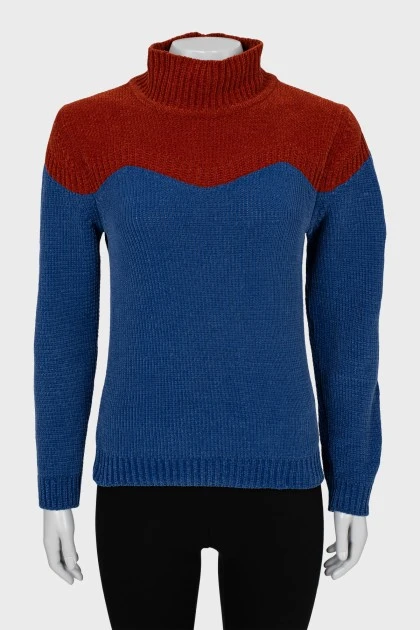Двокольоровий велюровий светр
