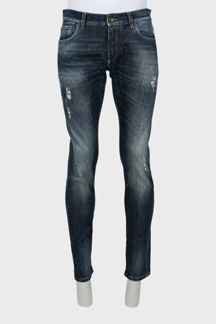 Чоловічі джинси slim fit з потертим ефектом