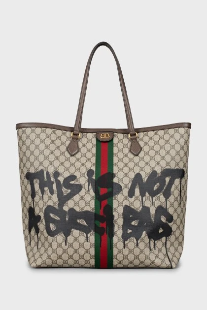 Сумка The Hacker Project Graffiti Tote by Balenciaga x Gucci
