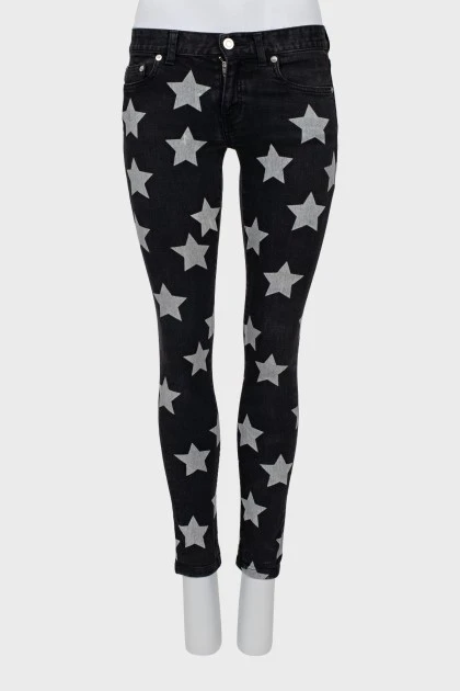 Чорні джинси skinny fit в принт