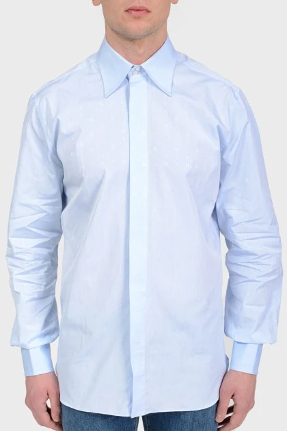 Голубая рубашка в принт с лого