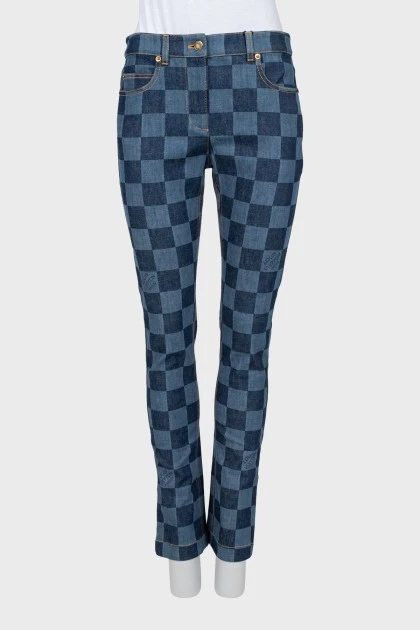 Клітчасті джинси slim fit з биркою