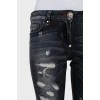 Чорні рвані джинси skinny fit