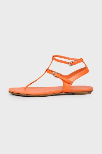 Оранжевые кожаные сандалии