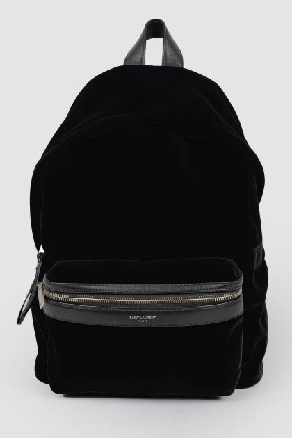 Чорний велюровий рюкзак