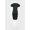 Чёрное атласное платье-миди 