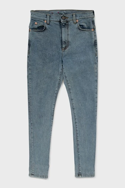 Укорочені джинси skinny fit блакитного кольору