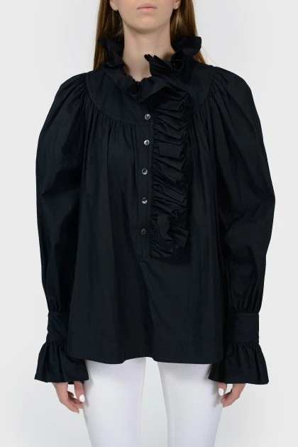 Чорна блуза з об'ємними рукавами