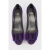 Замшевые фиолетовые туфли на шпильке