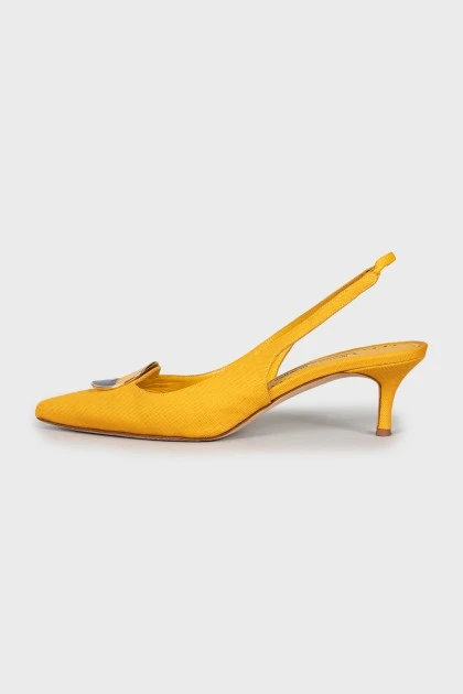 Текстильні туфлі на підборах kitten heel