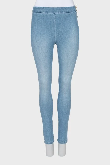 Голубые джинсы skinny fit на молнии