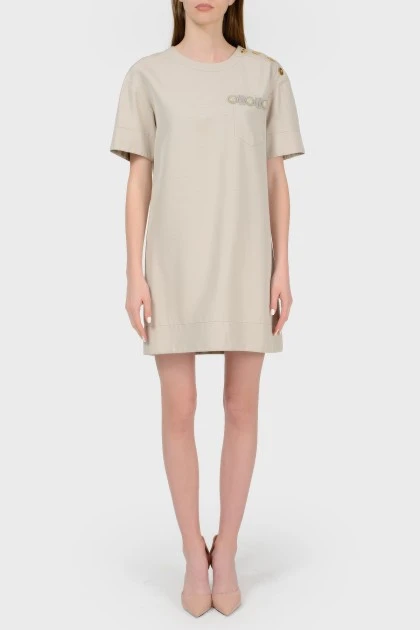 Сукня-футболка з ґудзиками на плечах із биркою