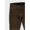 Зауженные брюки из коричневой кожи