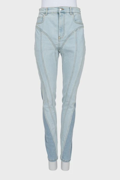 Комбинированые джинсы skinny fit