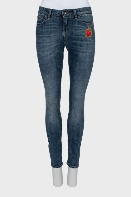 Джинсы skinny fit с вышивкой