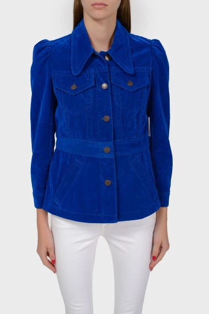 Ярко-синий пиджак с отрезной талией