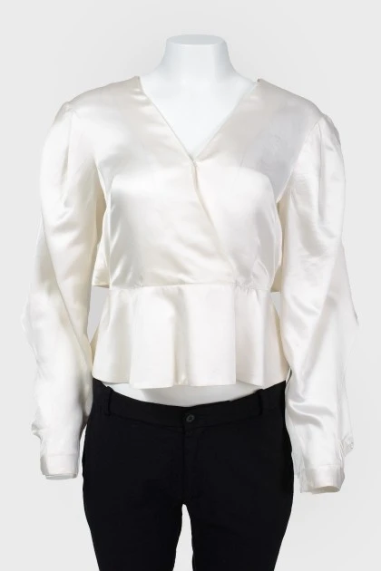 Винтажная блуза с пуговицами и разрезом на спине