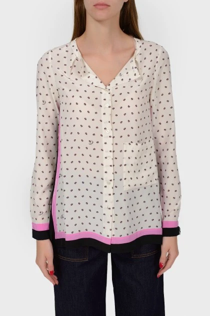 Блуза с розово-черной отделкой