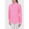 Рожева сорочка з блакитною вишивкою
