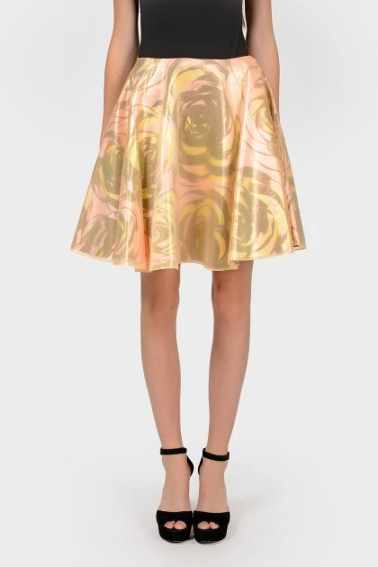 Шелковая юбка в розово-золотистых тонах