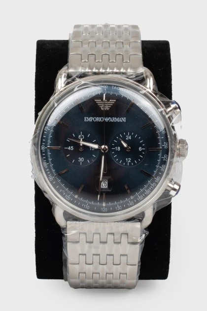 Мужские часы с браслетом серебристого цвета с биркой