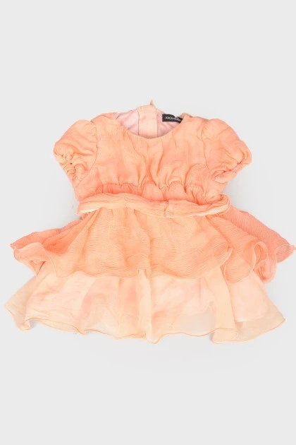 Детское персиковое платье с коротким рукавом