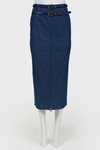 Винтажная джинсовая юбка-миди на молнии 