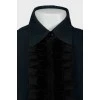 Винтажная рубашка-блузка с черной манишкой