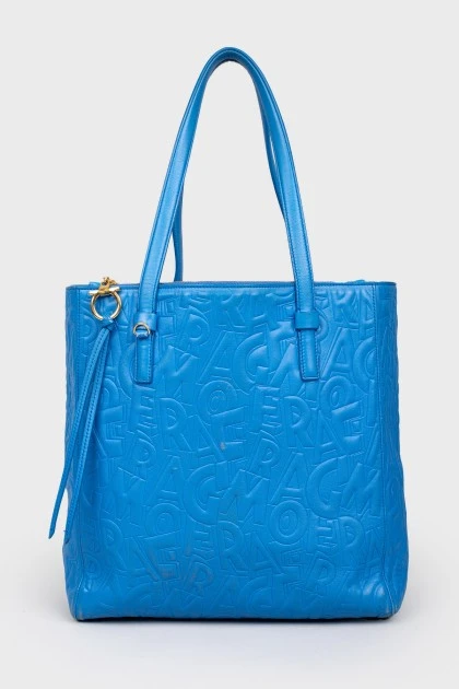 Шкіряна сумка синього кольору
