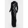 Длинное черное вязаное платье