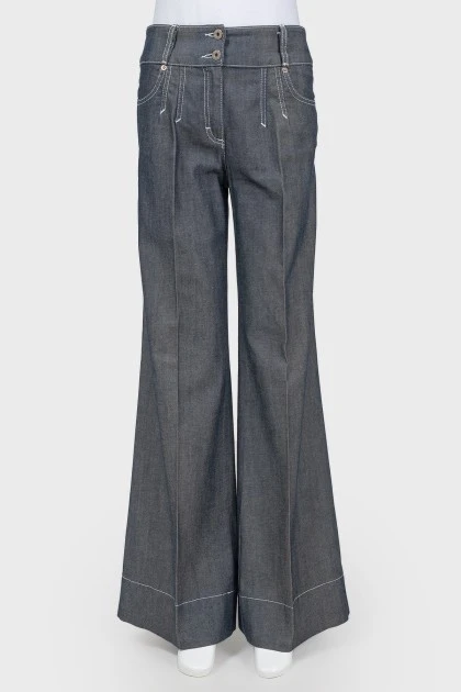 Сірі джинси з широкими штанинами