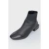 Черные кожаные ботинки с квадратным каблуком