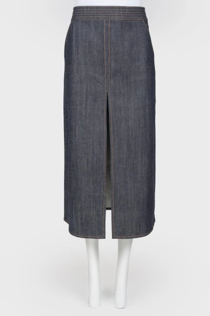 Джинсовая юбка с разрезами с биркой