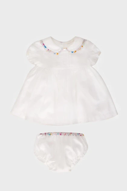 Детское белое платье с трусиками в комплекте