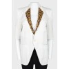 Пиджак белый с леопадровым воротником