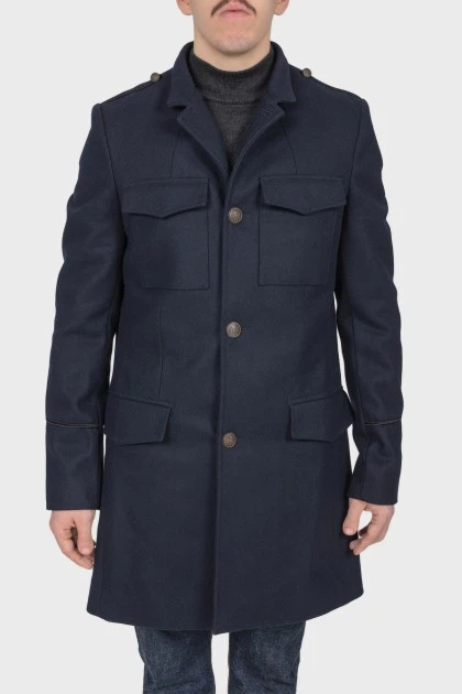 Мужское пальто темно-синее, с биркой